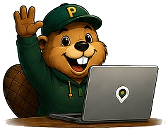 PwesTo beaver on a laptop